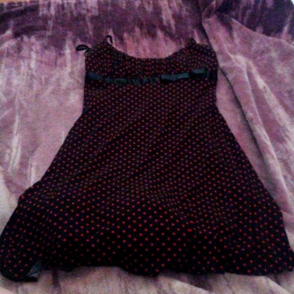 Size medium red and black polka dot dress